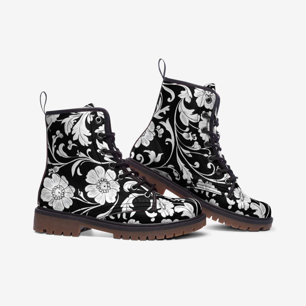 Lace-Up Wide Fit Faux Leather Lightweight Boots