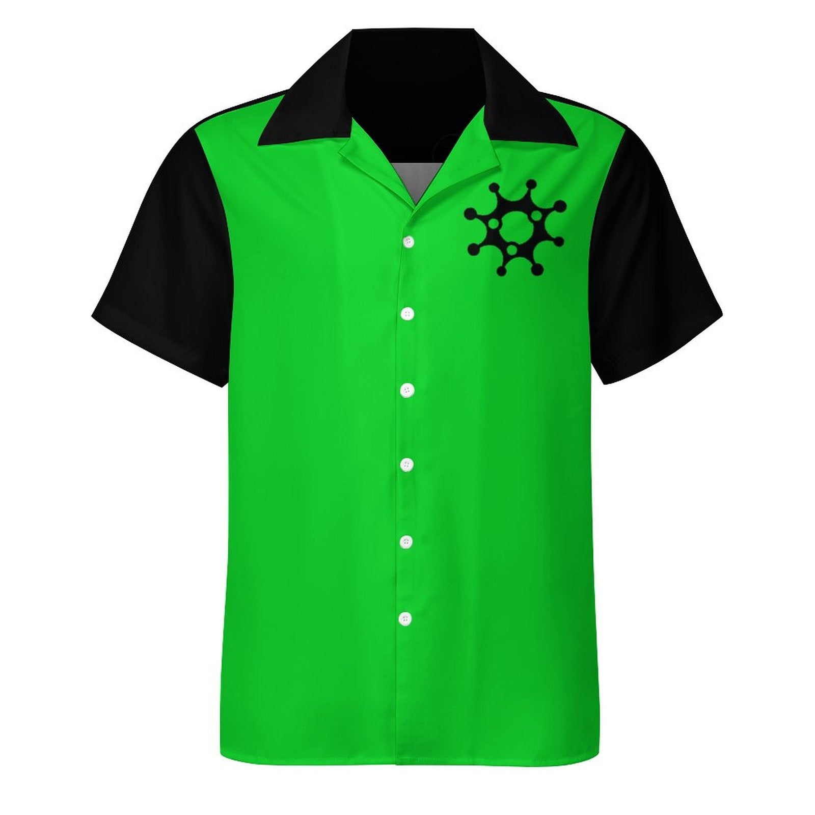 Short Sleeve Cuban Collar Shirt(All-Over Printing) green gear