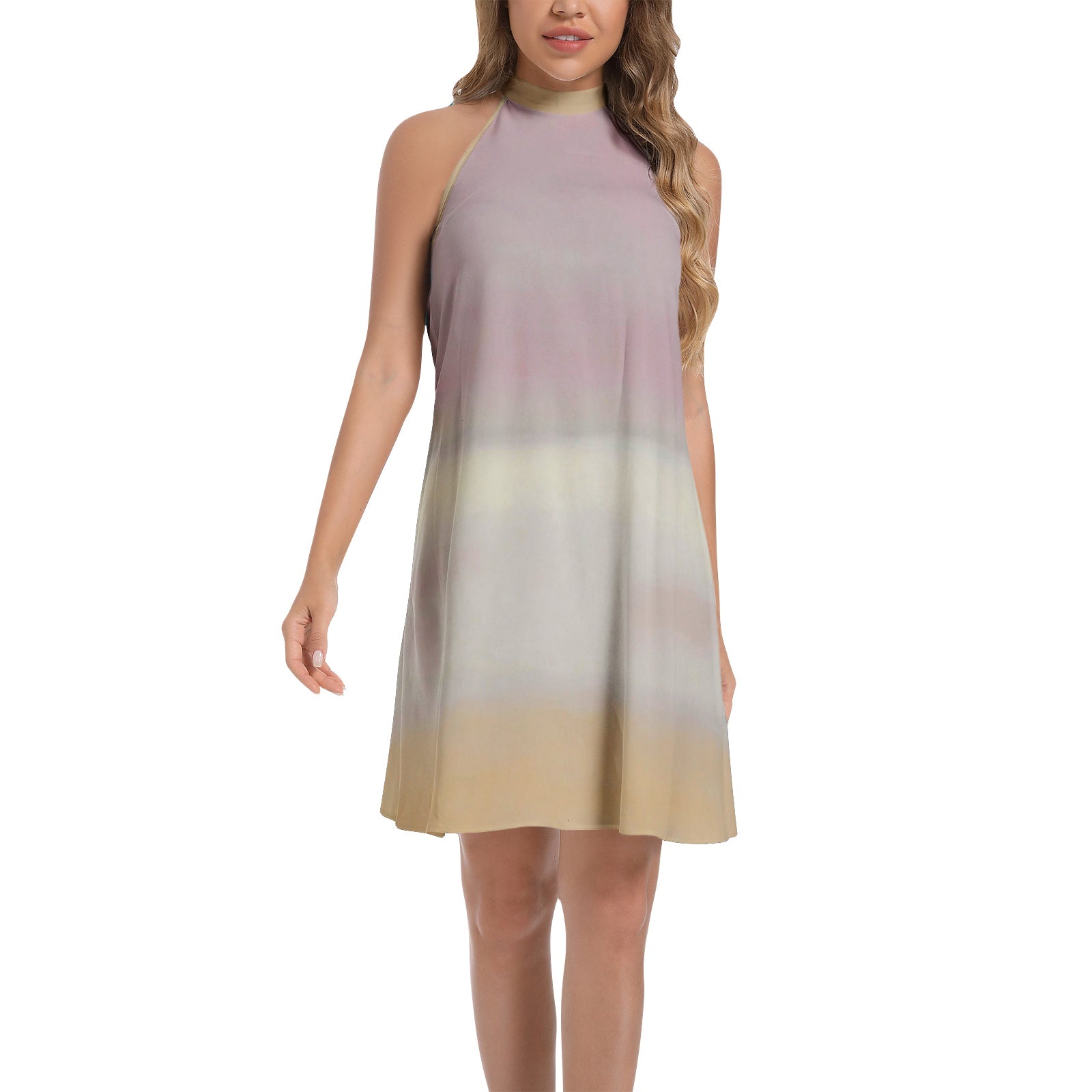 Tie Back Halter Neck Flared Dress