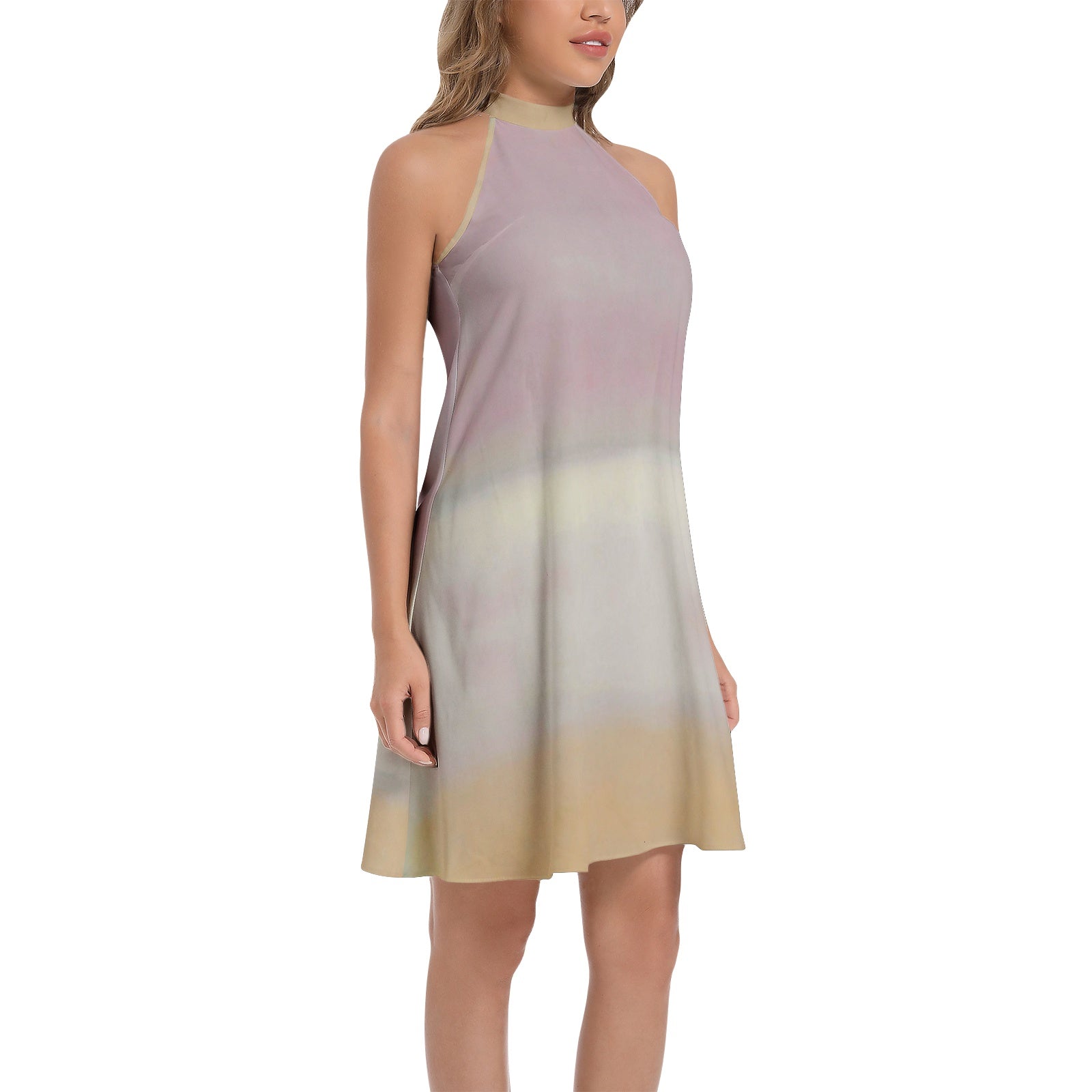 Tie Back Halter Neck Flared Dress