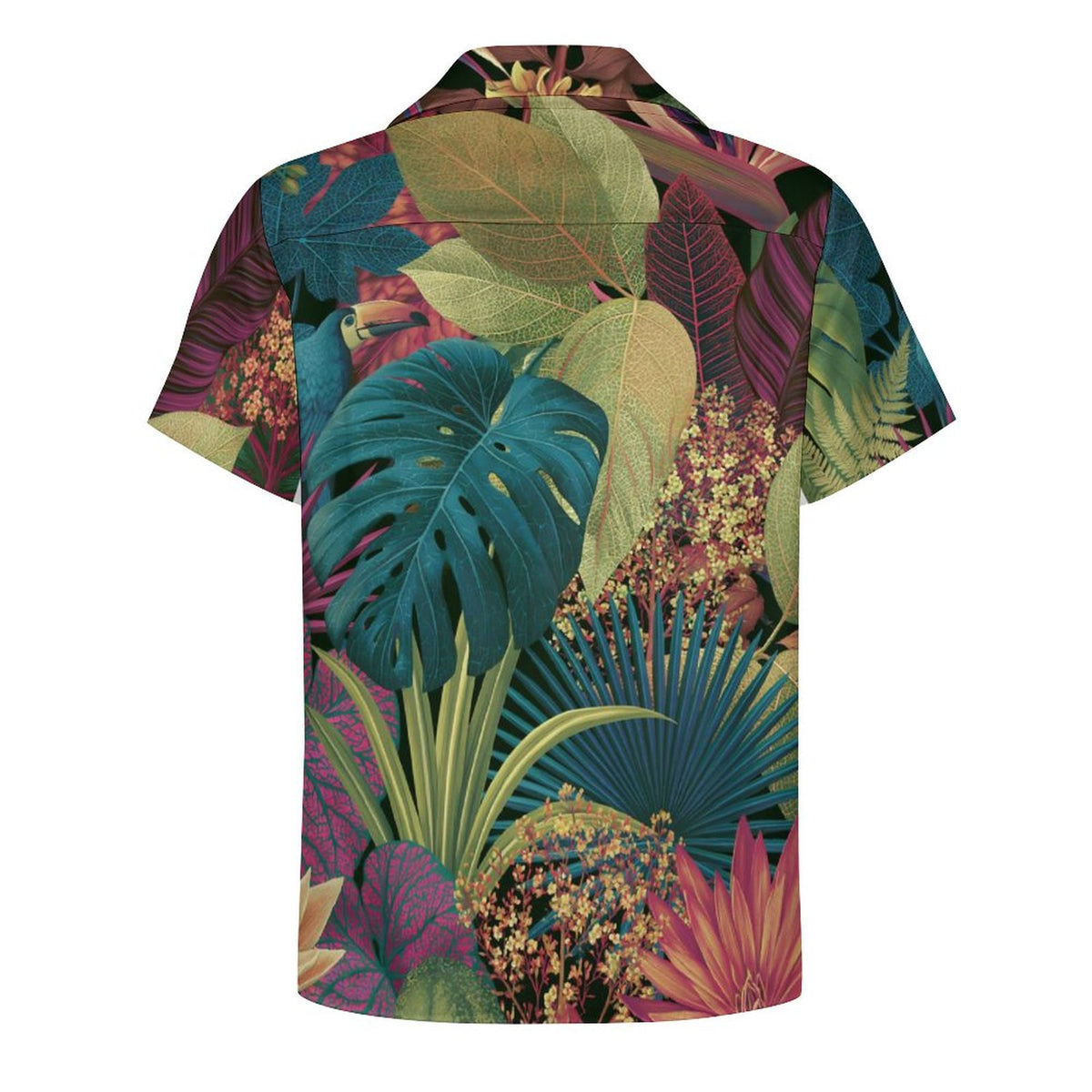 Short Sleeve Cuban Collar Shirt(All-Over Printing) purple and green Hawaiian