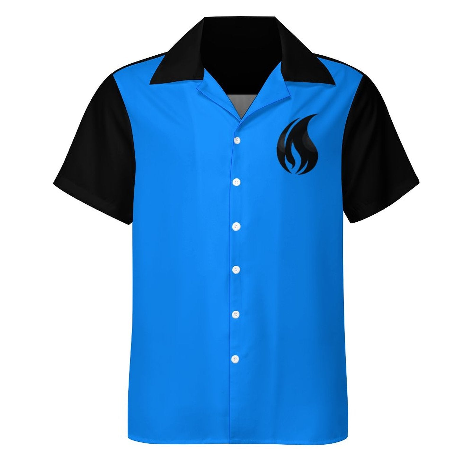 Short Sleeve Cuban Collar Shirt(All-Over Printing) blue bowling shirt