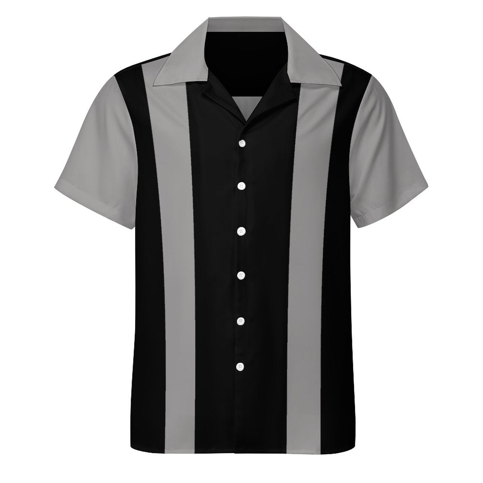 Short Sleeve Cuban Collar Shirt(All-Over Printing) black and gray