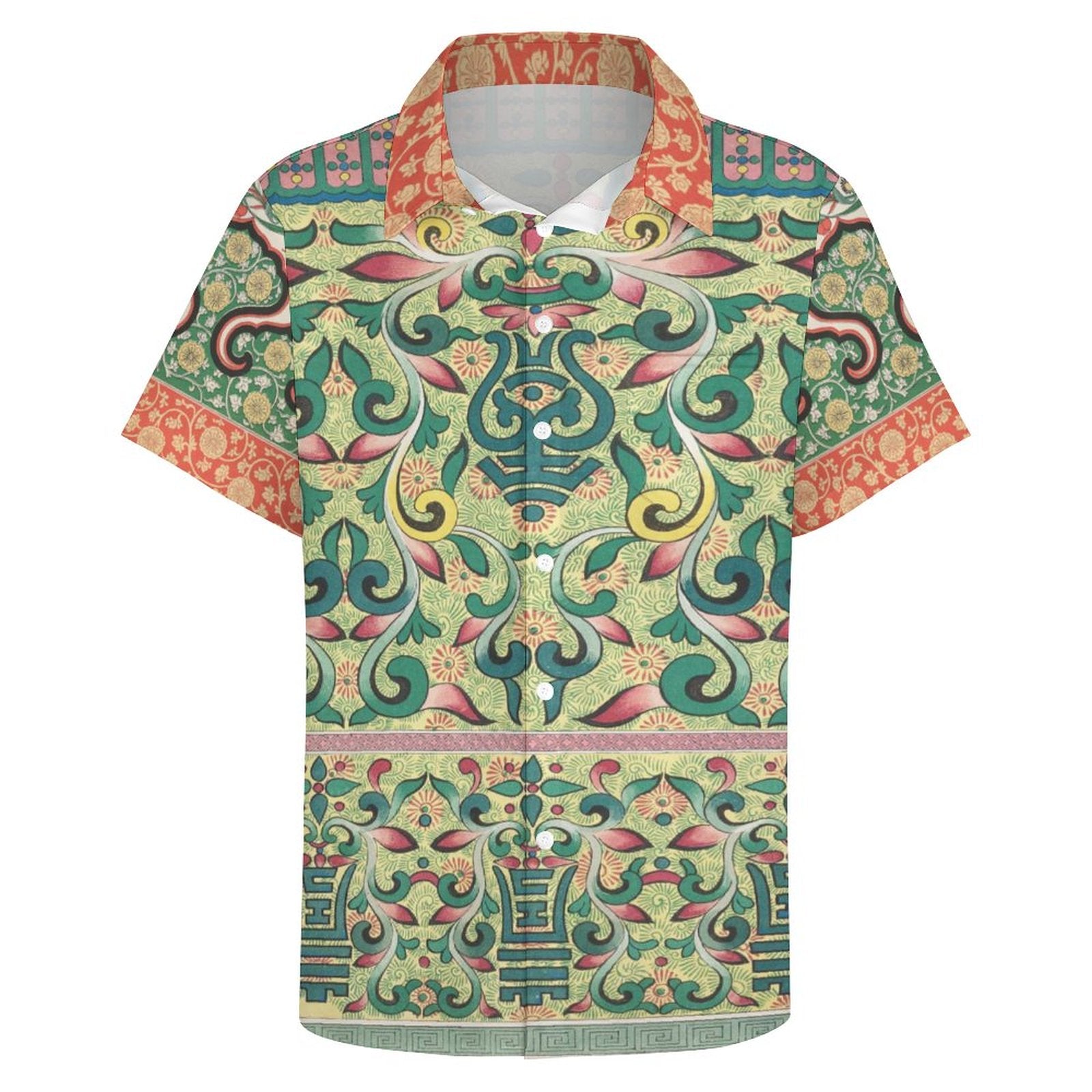 Men's Short Sleeve Button Shirt with Pocket(XS-7XL) Indian Pattern