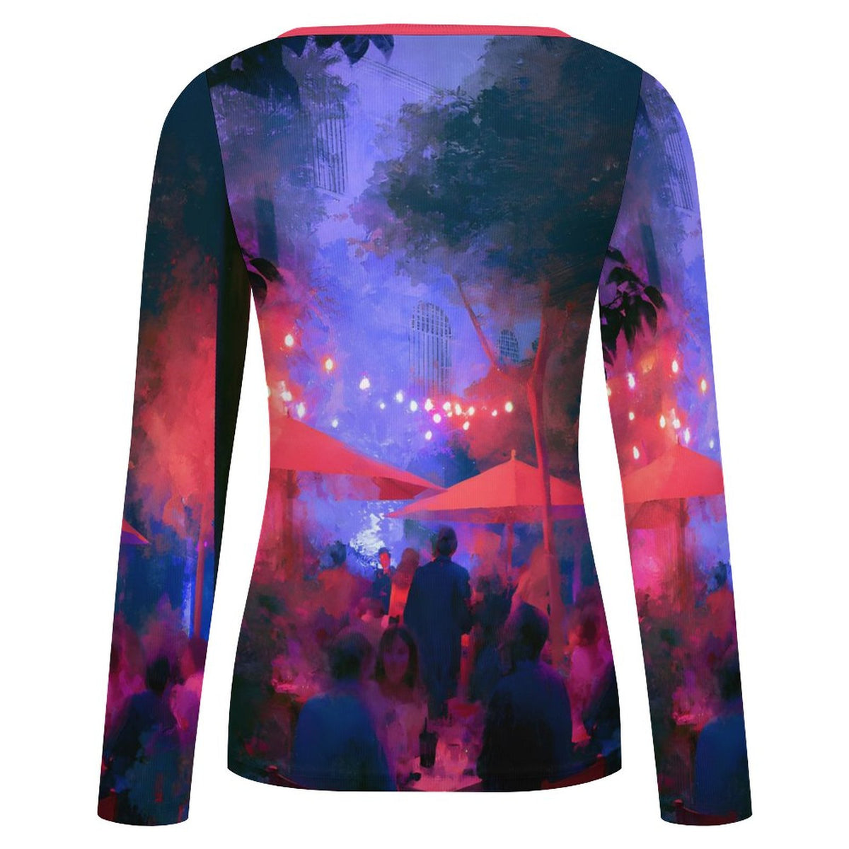 Night time at the Cafe Square Neck Long Sleeved Shirt