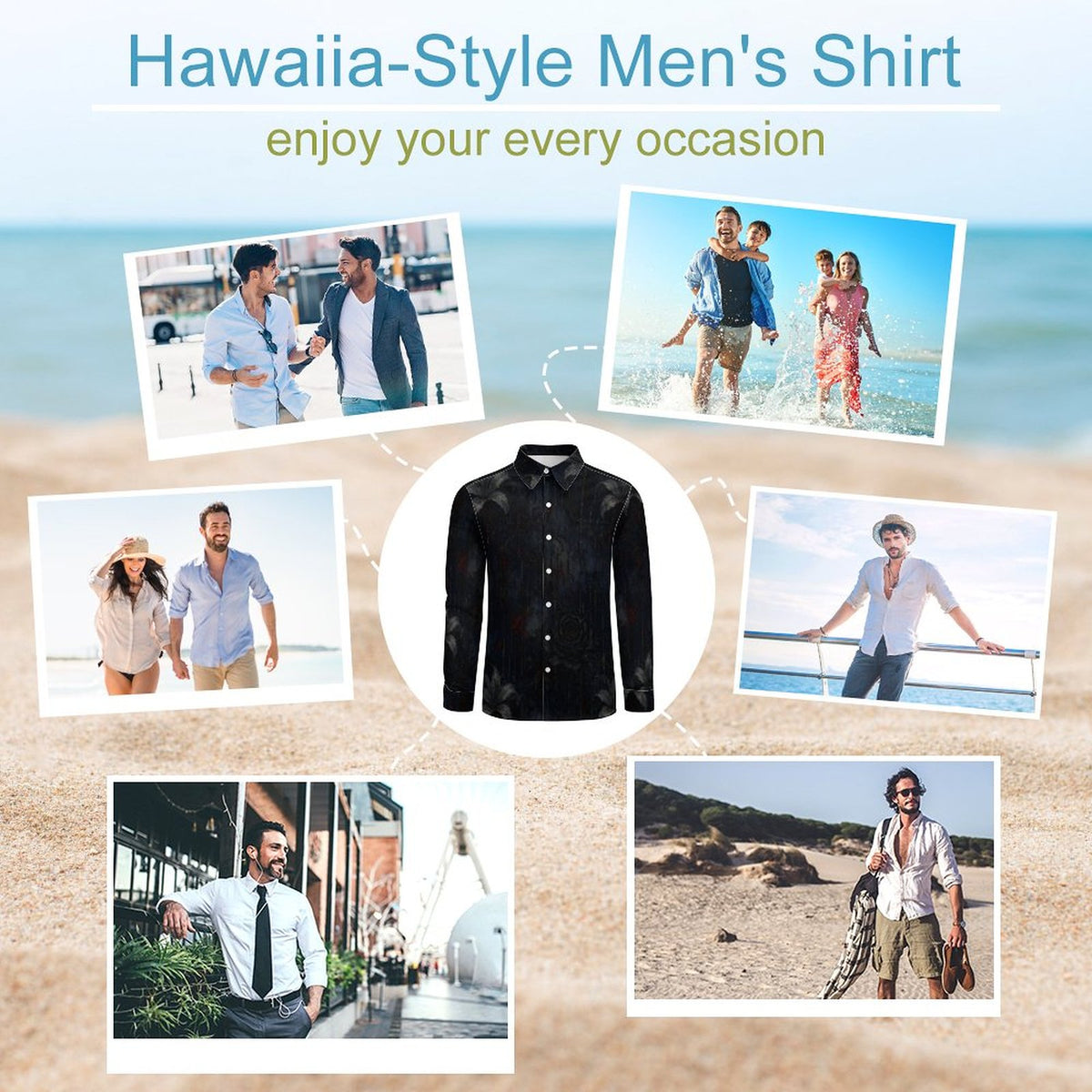 135gsm Casual Long-Sleeve Shirt for Men(All-Over Printing)