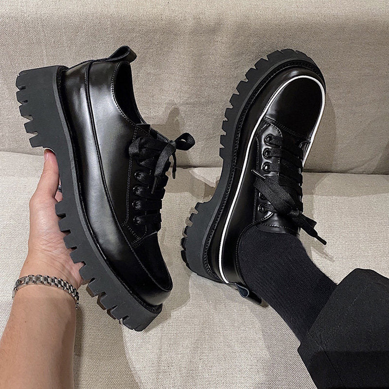 Small Heavy Bottomed Shoes Men Casual Leather Platform Shoes