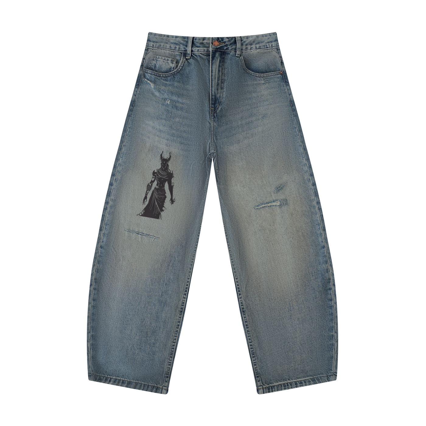 Men's Distressed Barrel Leg Jeans