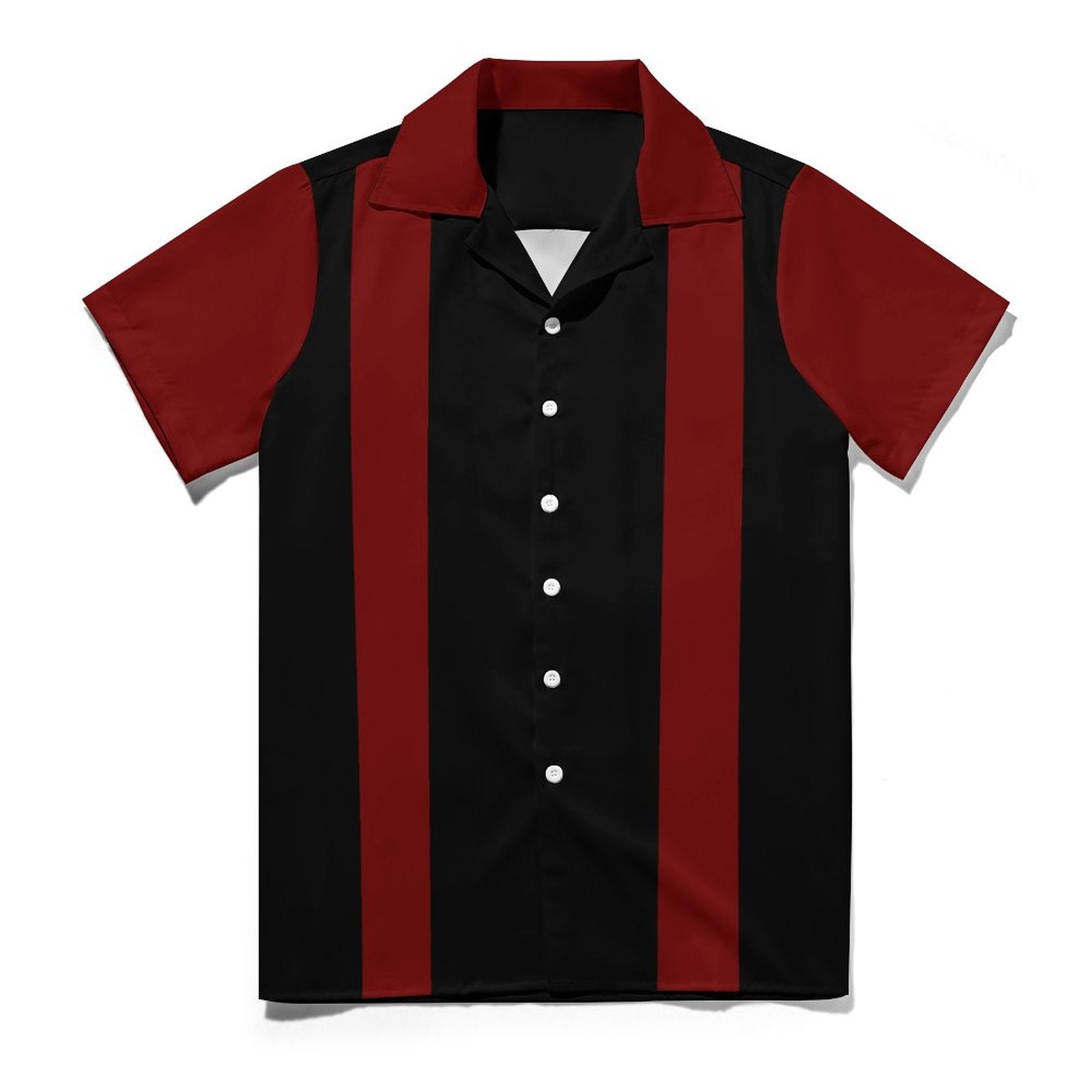 Short Sleeve Cuban Collar Shirt(All-Over Printing)red and black