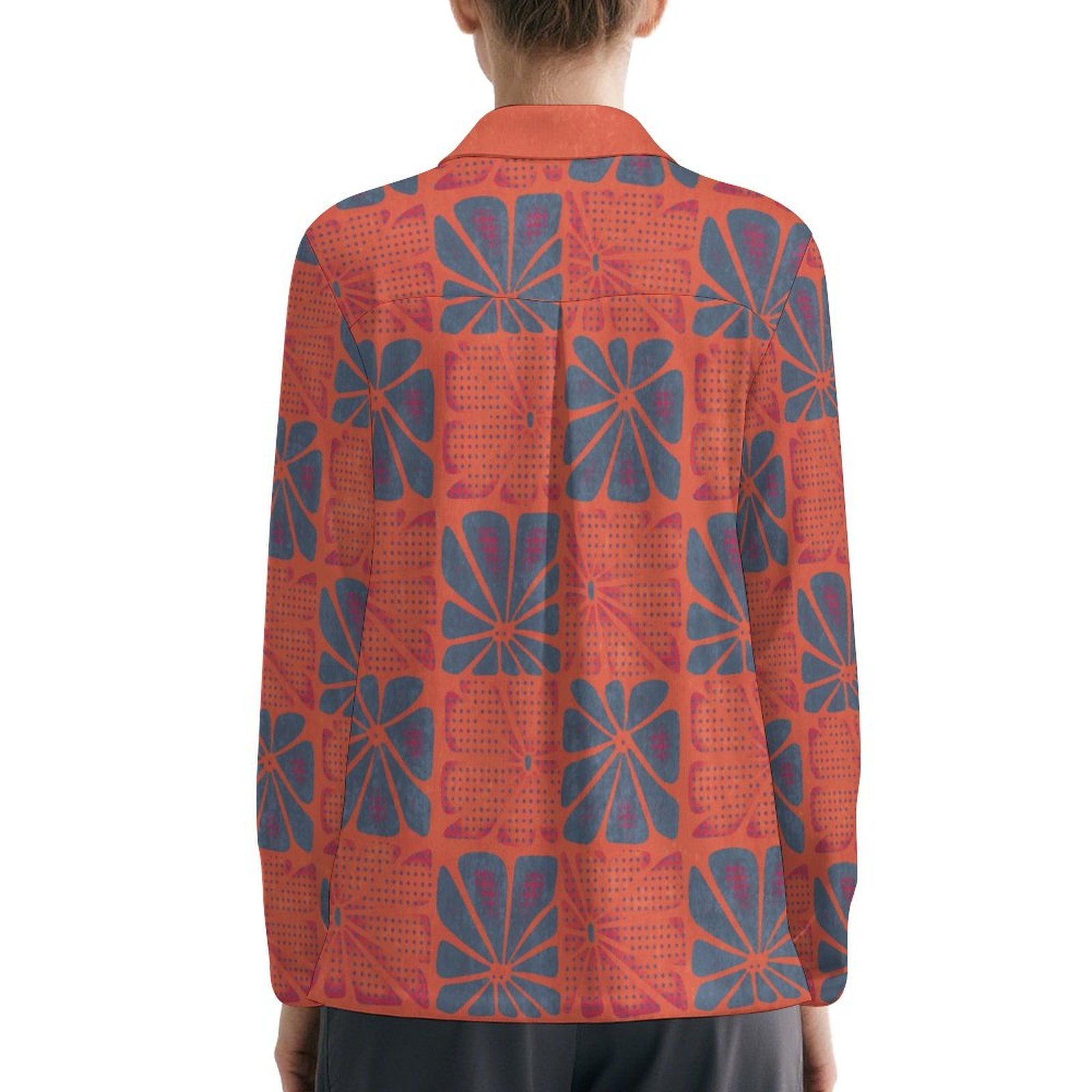 UPF50+ 180gsm Women's Sunscreen Shirt(All-Over Printing)coral and teal pattern boho