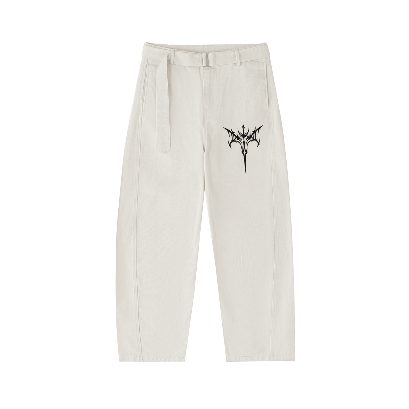Belted Barrel-leg Chino Pants