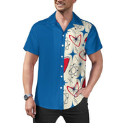 Short Sleeve Cuban Collar Shirt(All-Over Printing)retro starburst beige blue red