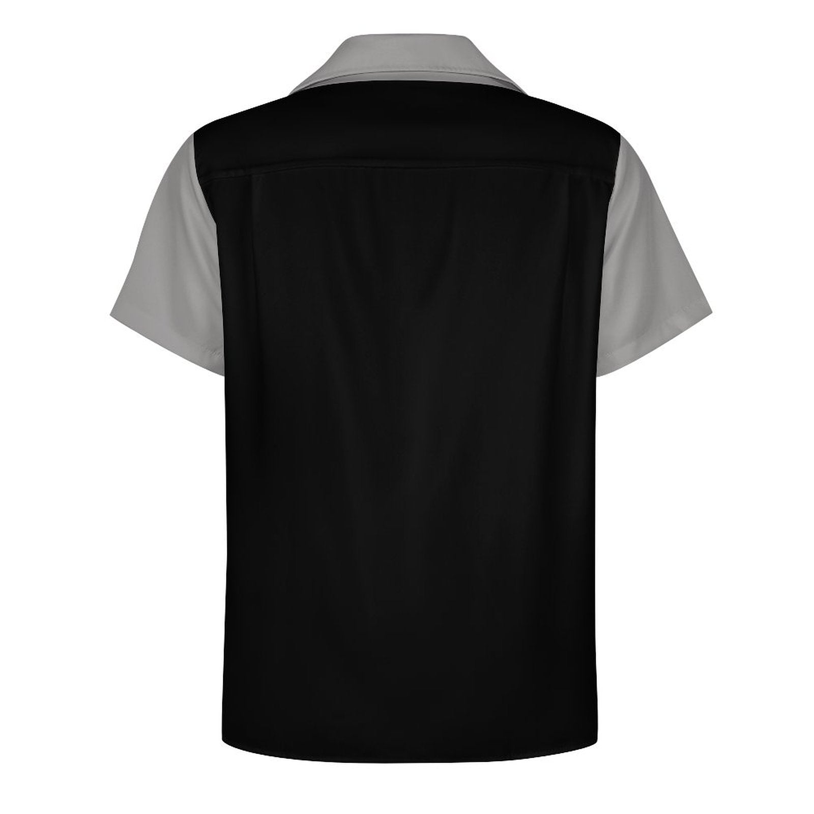 Short Sleeve Cuban Collar Shirt(All-Over Printing) black and gray