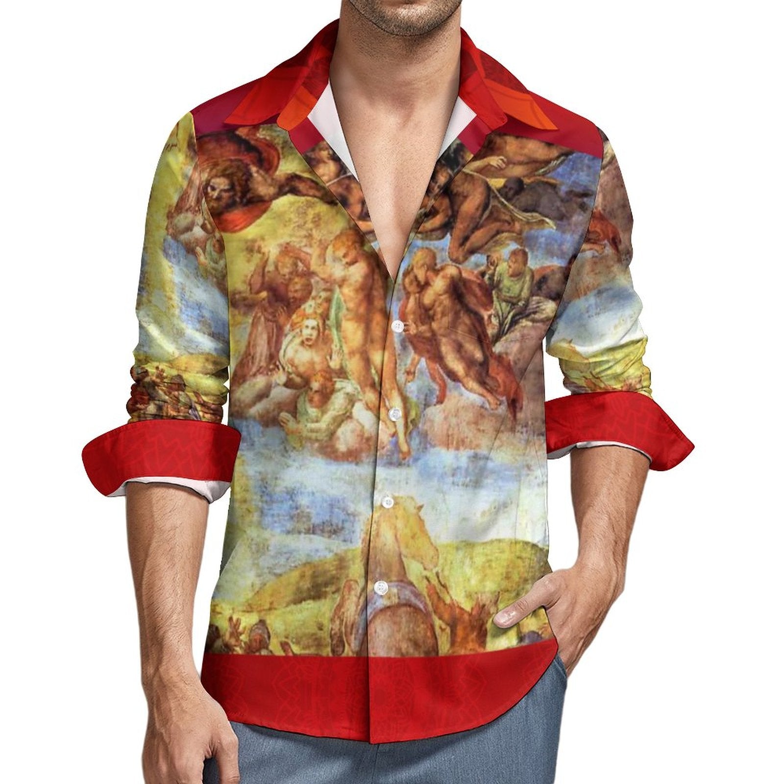 Men's Long Sleeve Shirt with Pocket(All-Over Printing) classic painting