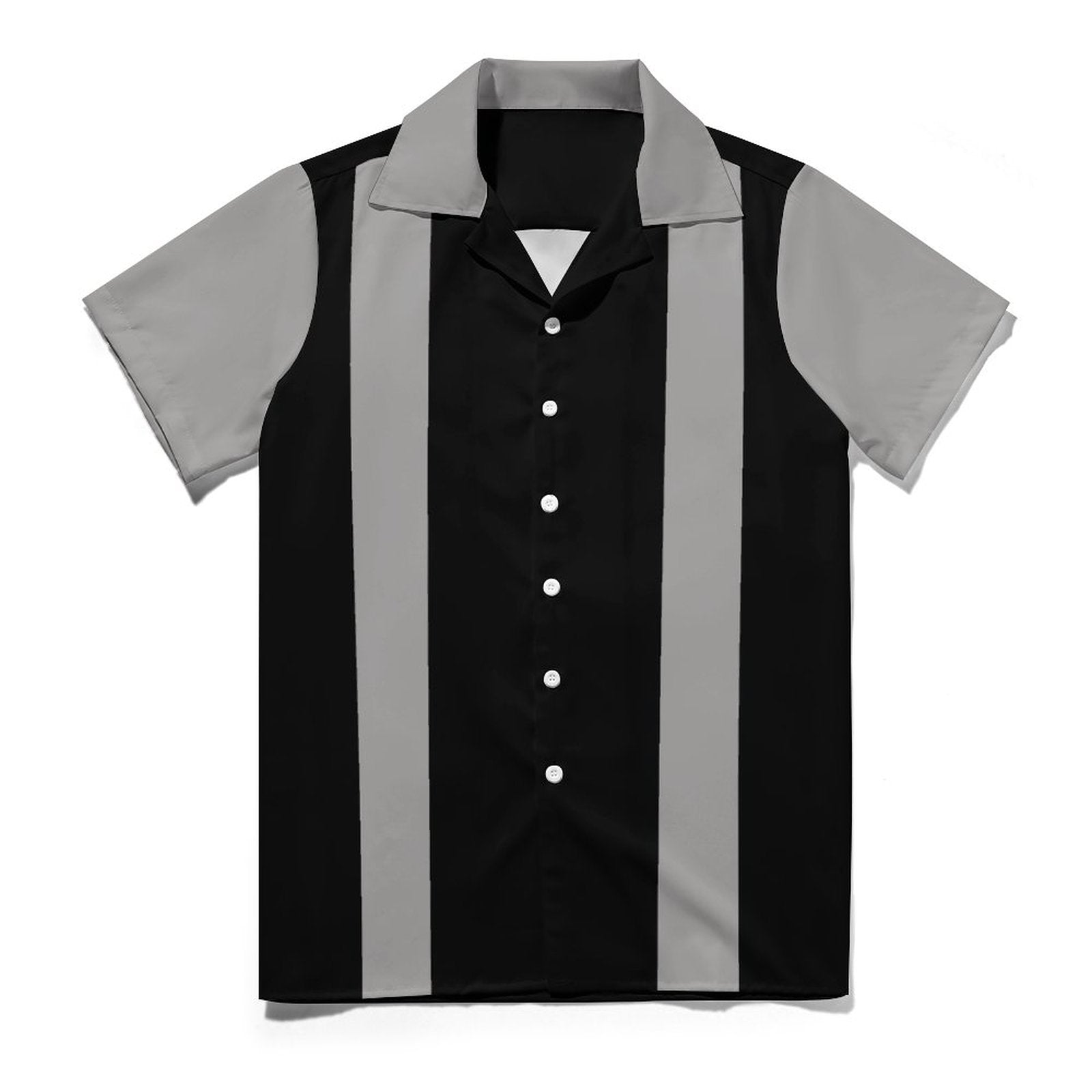 Short Sleeve Cuban Collar Shirt(All-Over Printing) black and gray