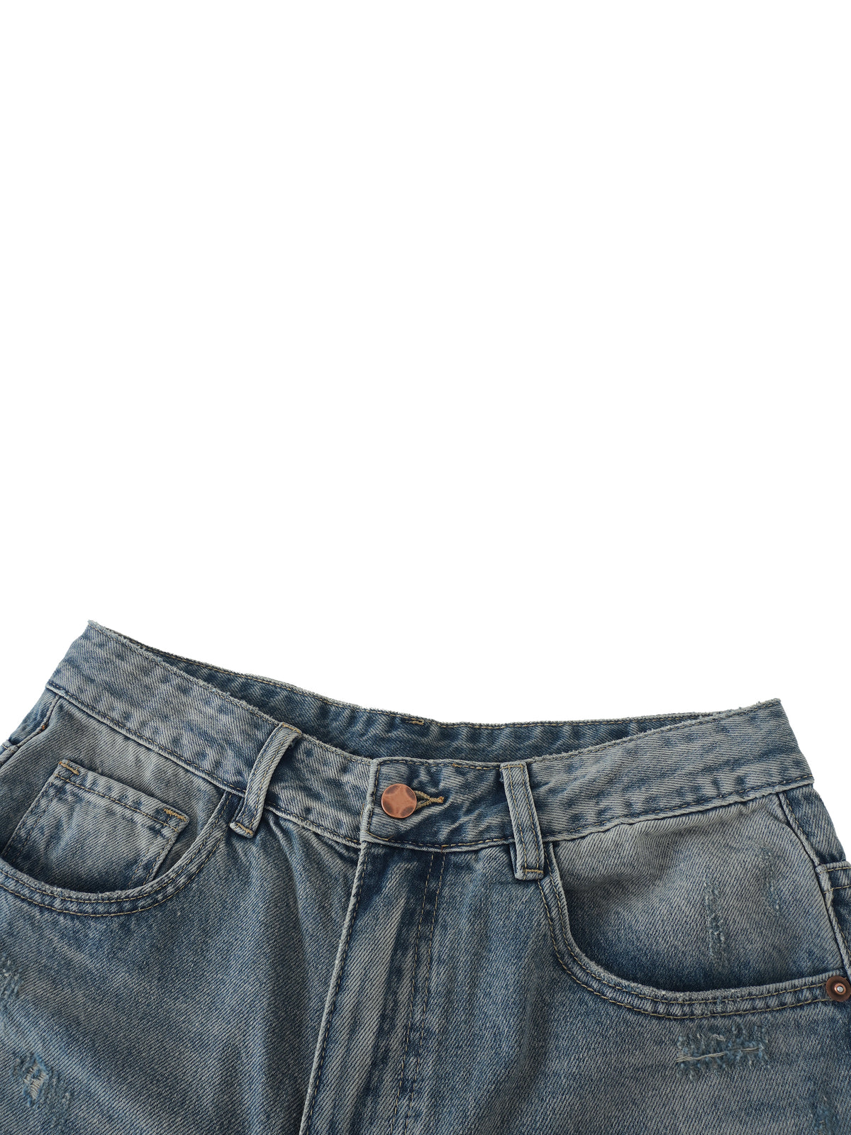 Men’s Distressed Barrel Leg Jeans Loose Fit Streetwear Denim