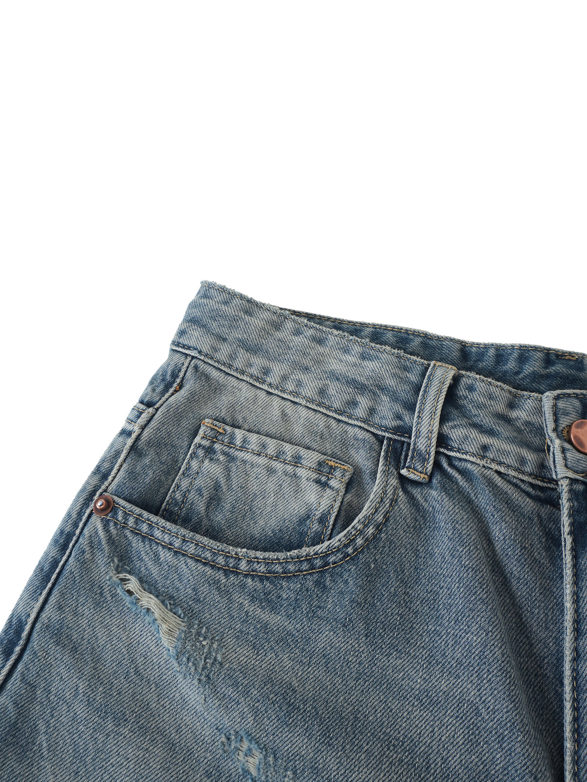 Men’s Distressed Barrel Leg Jeans Loose Fit Streetwear Denim