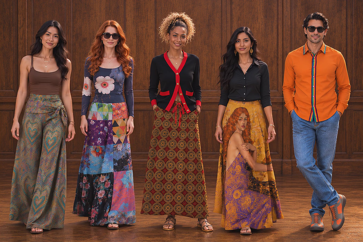 Load video: Five models wearing Wintermoon Trading outfits